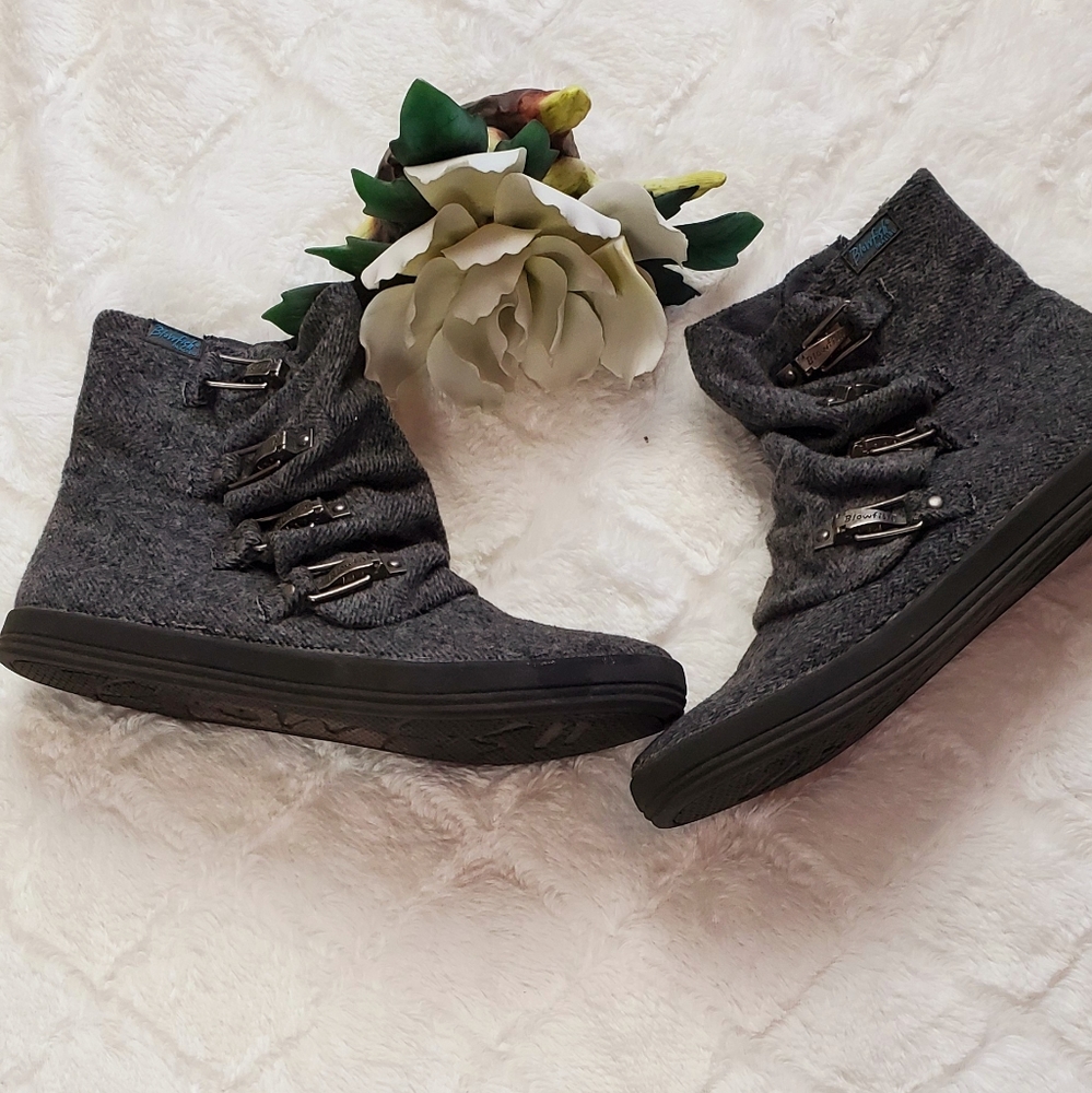 Blowfish Malibu Tweed Black/Gray Ankle Booties